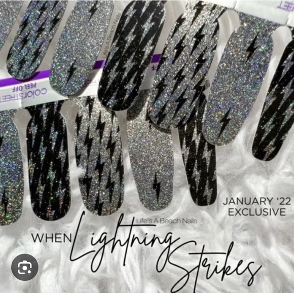 *Exclusive* Color Street: When Lightening Strikes | Silver Black Glitter Rock - Picture 13 of 13